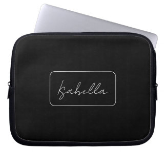 Calligraphy Black White Plain Creative Modern Name Laptop Sleeve