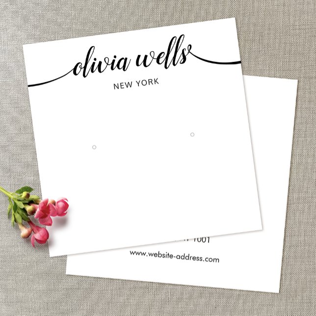 Calligraphy Black White Stud Earring Display Card (Creator Uploaded)