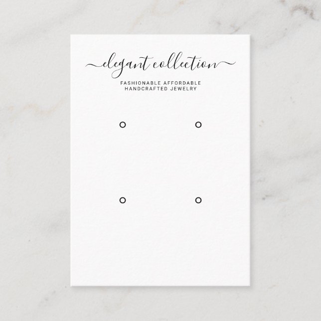 Calligraphy Black White Two Pair Earring Display Business Card (Front)