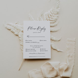 Calligraphy Black White Wedding Menu Choice Reply