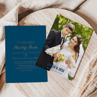 Calligraphy Blue Brown Photo Nuestra Boda Wedding