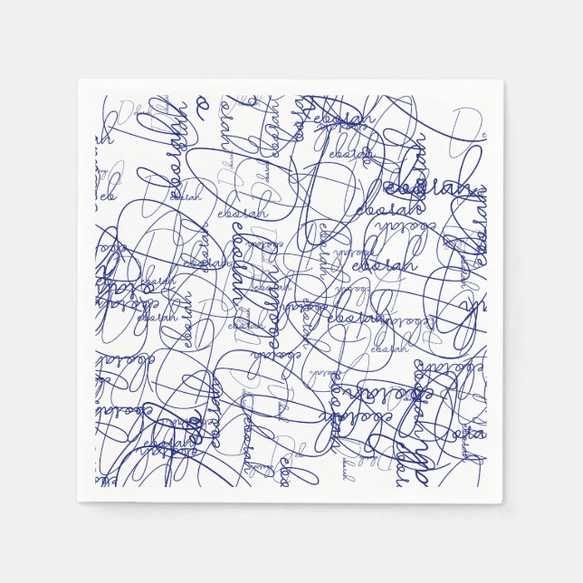 Calligraphy Blue Signatures   Napkin (Front)