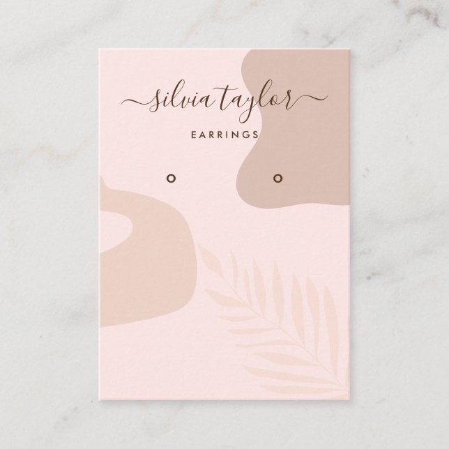 Calligraphy blush abstract Earring display card (Front)