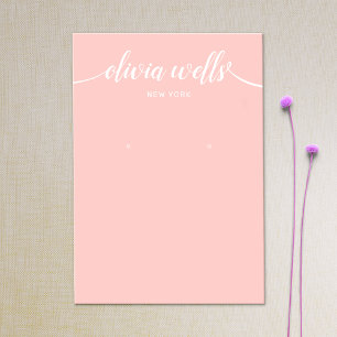 Calligraphy Blush Pink Earring Display Card