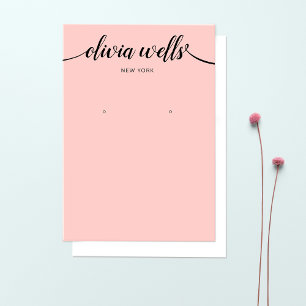 Calligraphy Blush Pink Earring Display Card