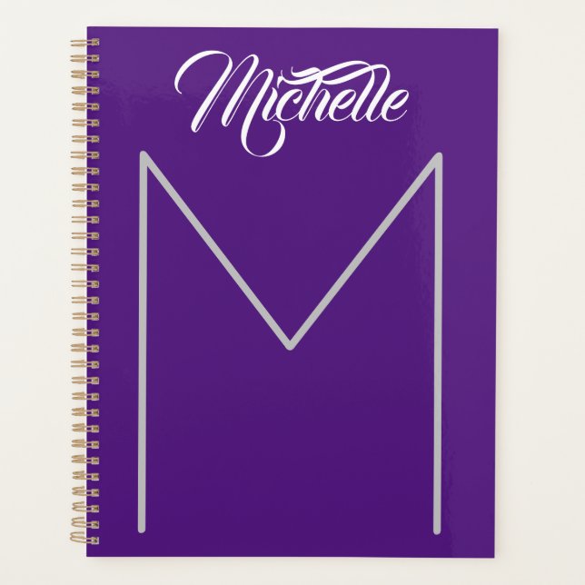 Calligraphy Bold Monogram Name Modern Minimalist Planner (Front)