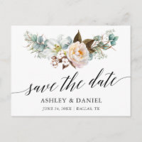 Calligraphy Botanical Floral Save The Date