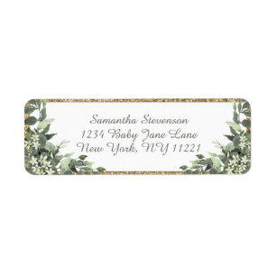 Calligraphy Botanical Greenery Return Address