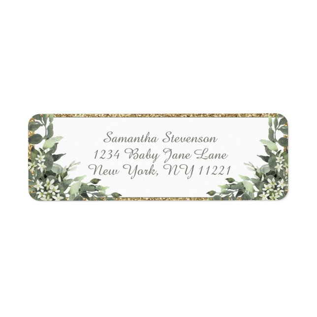 Calligraphy Botanical Greenery Return Address (Front)
