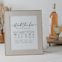 Calligraphy Bow Drinks Stock The Bar Raffle Sign