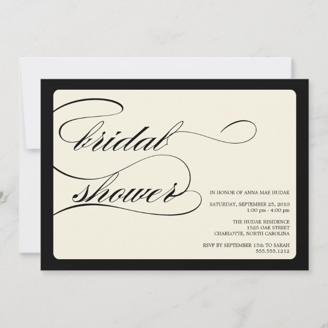 {calligraphy} bridal shower invitation (Front)