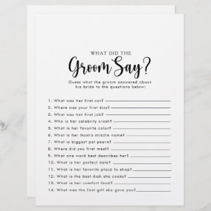 Calligraphy Bridal Shower What did the Groom Say