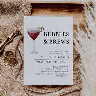 Calligraphy Bubbles & Brews Bridal shower   Invitation