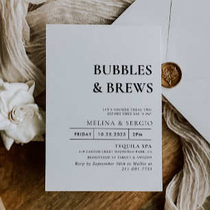 Calligraphy Bubbles & Brews Bridal shower   Invitation