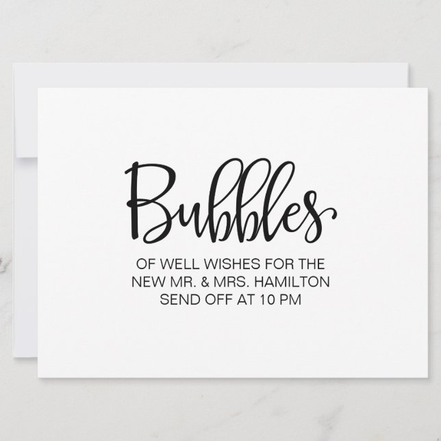 Calligraphy | "Bubbles" Custom Send off sign Invitation (Front)