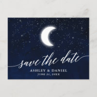 Calligraphy Celestial Moon Stars Save The Date