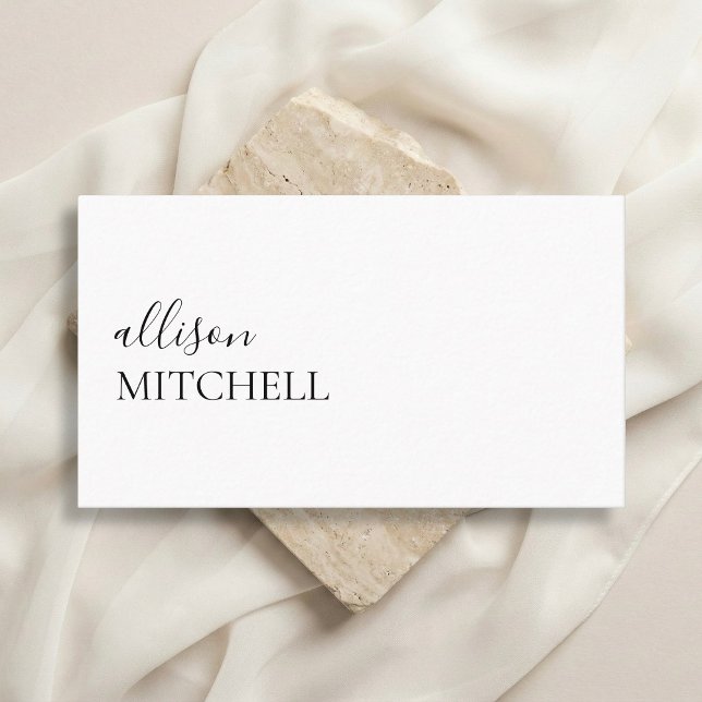 Calligraphy Chic Girly Minimalist White Business Card (Creator Uploaded)