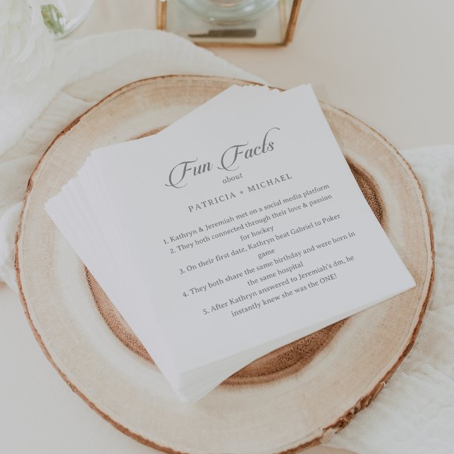 Calligraphy Chic Trivia Fun Facts Wedding  Napkins (Creator Uploaded)