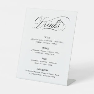 Calligraphy Classic Elegant Wedding Bar Menu Sign