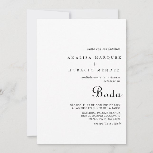 Calligraphy Classic Minimalist Boda Wedding  Invitation (Front)