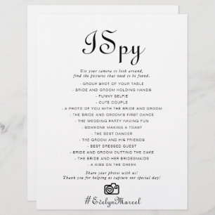 Calligraphy Classic Minimalist I Spy Wedding Game