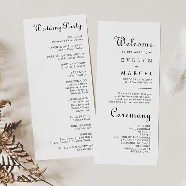 Calligraphy Classic Minimalist Timeline Wedding  Programme (Creator Uploaded)