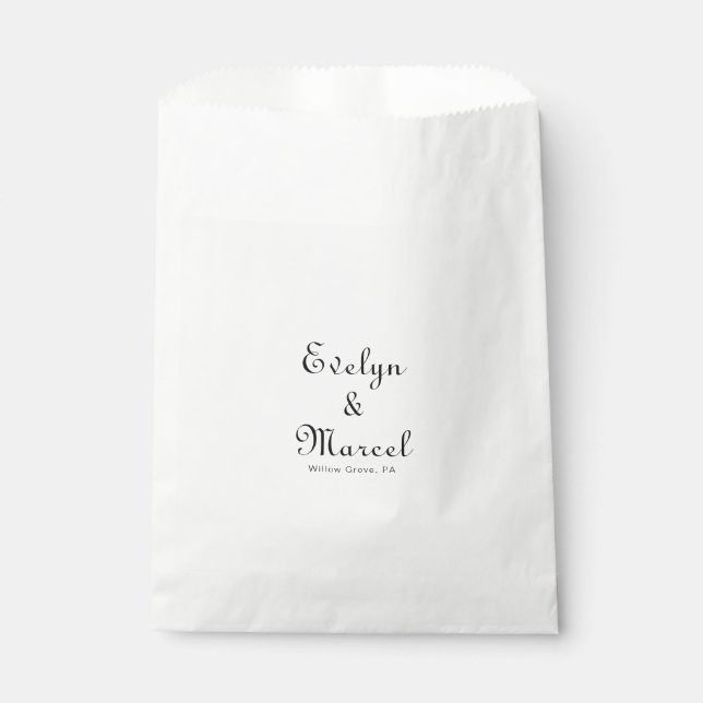 Calligraphy Classic Minimalist Wedding Favour Bags (Front)