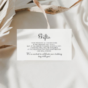 Calligraphy Classic Minimalist Wedding Gifts  Enclosure Card