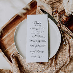 Calligraphy Classic Minimalist Wedding  Menu