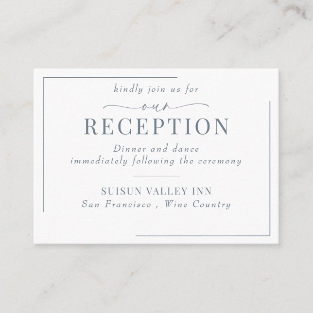 Calligraphy Classic Modern Wedding Reception Enclosure Card (Front)