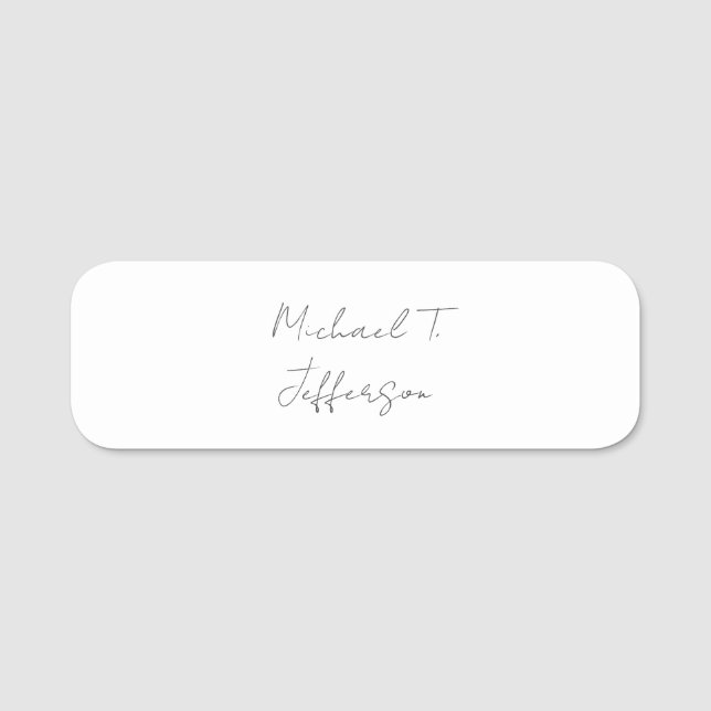 Calligraphy Classical Elegant Plain Simple Name Tag (Front)