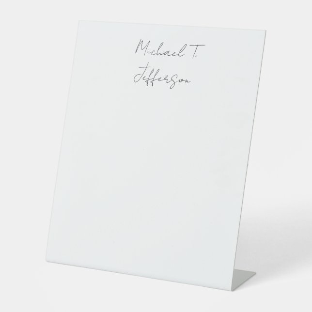 Calligraphy Classical Elegant Plain Simple Pedestal Sign (Front)