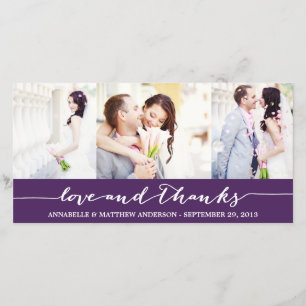 CALLIGRAPHY COLLAGE WEDDING THANK YOU PHOTO CARD