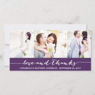 CALLIGRAPHY COLLAGE WEDDING THANK YOU PHOTO CARD