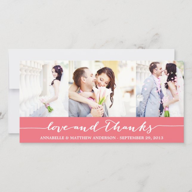 CALLIGRAPHY COLLAGE | WEDDING THANK YOU PHOTO CARD (Front)