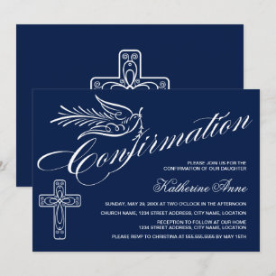 Calligraphy Confirmation with Cross and Dove Invitation