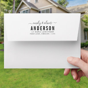 Calligraphy Couple Bold Last Name Return Address Envelope