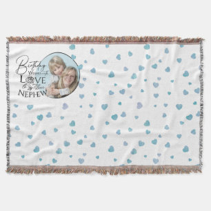 Calligraphy Custom Photo Birthday For Nephew Throw Blanket