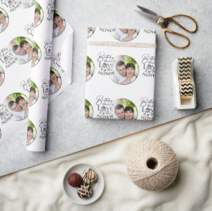 Calligraphy Custom Photo Birthday For Nephew Wrapping Paper