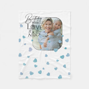 Calligraphy Custom Photo Birthday For Niece Fleece Blanket