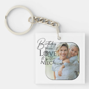 Calligraphy Custom Photo Birthday For  Niece Key Ring
