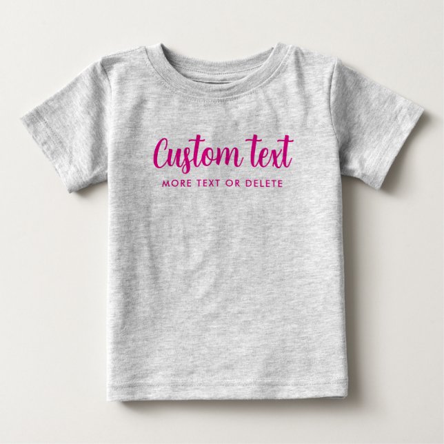 Calligraphy Custom Text Pic Template Heather Grey Baby T-Shirt (Front)
