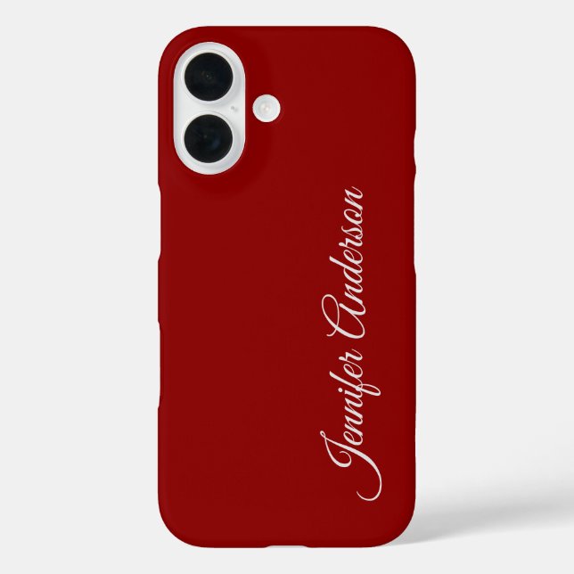 Calligraphy Dark Red Colour Personalised Name Case-Mate iPhone Case (Back)