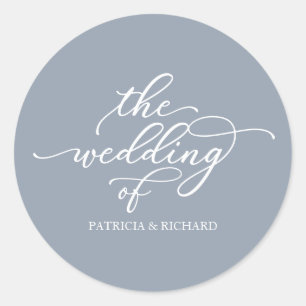 Calligraphy Dusty Blue Wedding Invitation Seal