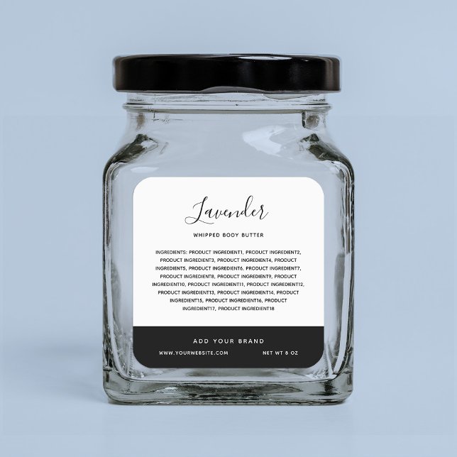 Calligraphy Editable Colours Contrast Ingredients Square Sticker (Creator Uploaded)