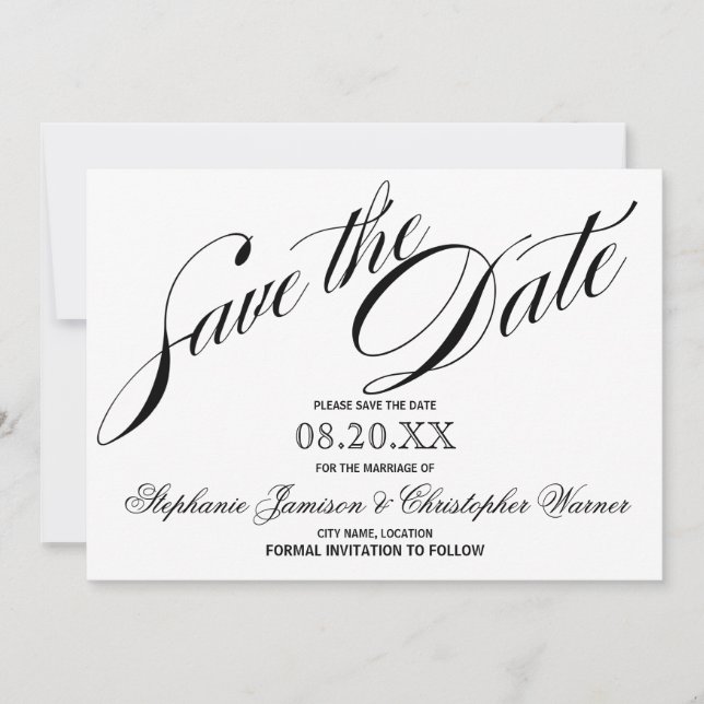 Calligraphy Elegance Script Save The Date (Front)