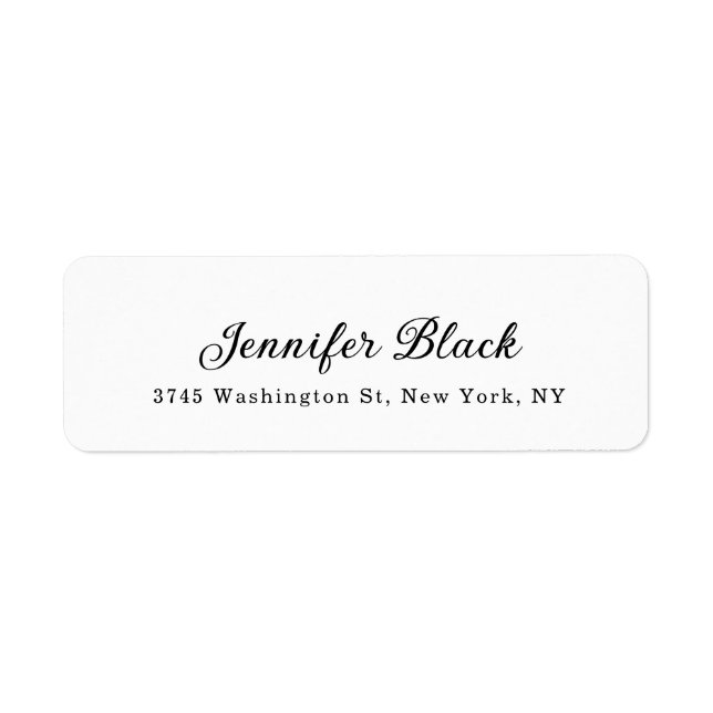 Calligraphy Elegant Black & White Name Addresss (Front)