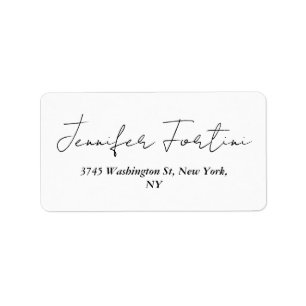 Calligraphy Elegant Black & White Plain Simple Label