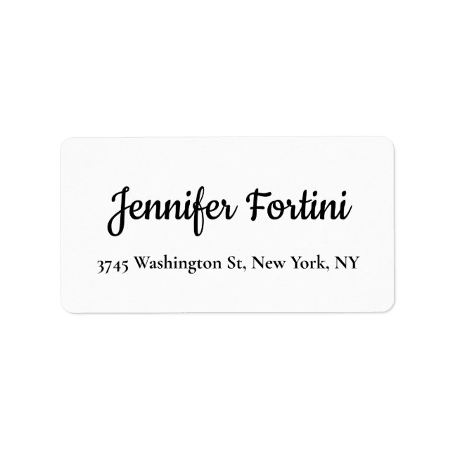 Calligraphy Elegant Black & White Plain Simple Label (Front)