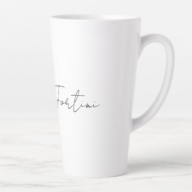 Calligraphy Elegant Black & White Plain Simple Latte Mug (Right)